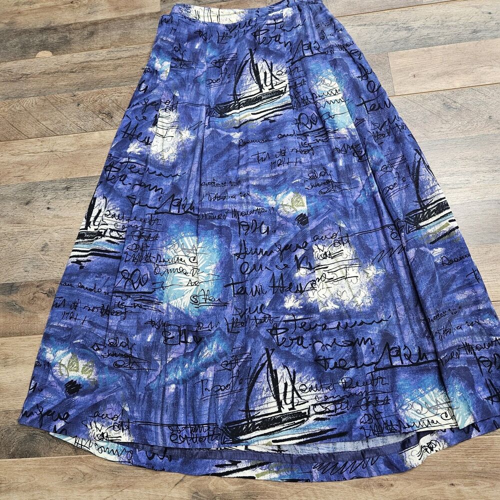 Canvasbacks Lutton & Horsfield Skirt Womens 12 Maxi Full Blue Pockets‎ Vintage